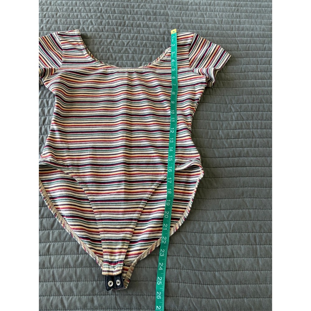 Vintage Clifford & Wills Multi Color Striped Bodysuit Short Sleeve Scoop Neck - Picture 5 of 8